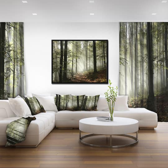 Designart - Light in Dense Fall Forest with Fog